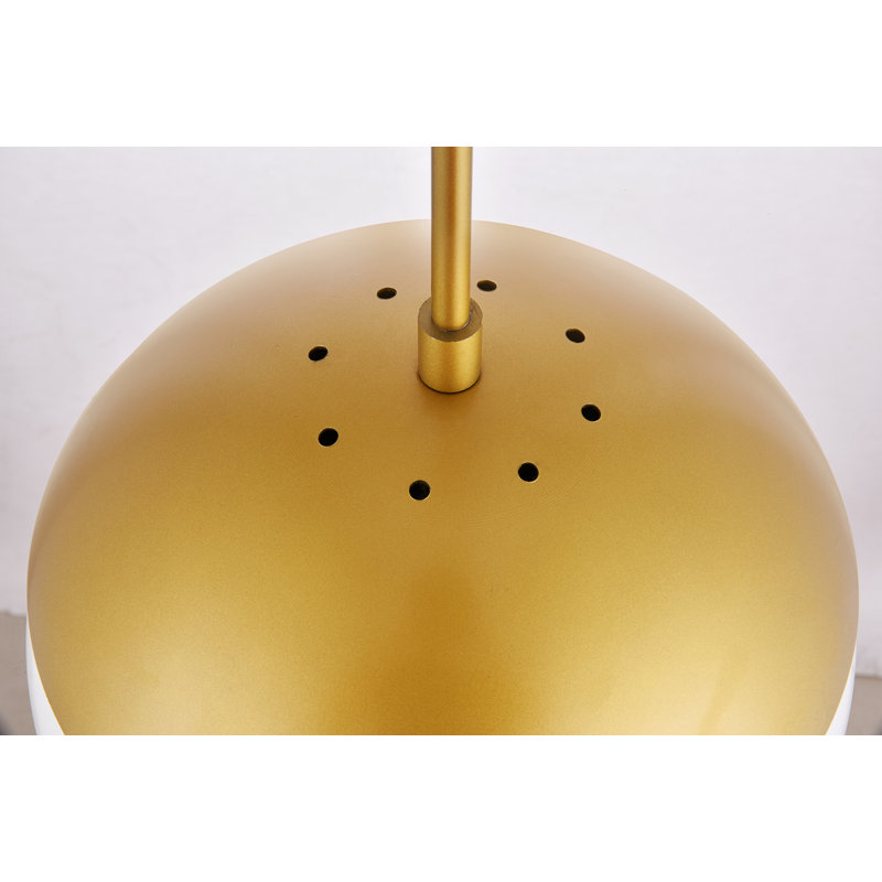 Bulera 1-Light Metal and Glass Globe Pendant with Adjustable Height, Golden, 177" H x 10" W x 10" D
