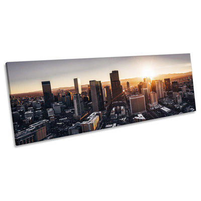 Denver City Skyline Colorado - Wrapped Canvas Panoramic Print
