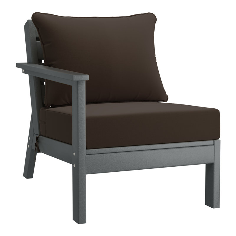 Chaise avec accoudoirs profonds à gauche avec coussins, Grey, Brun