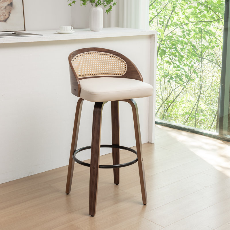 Swivel Upholstered Counter Stool, Beige, 76.2cm
