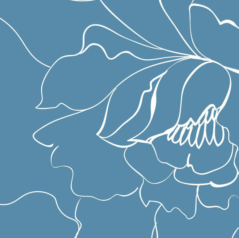 Adhésif mural floral et botanique, L 96 po x L 144 po, Niagra / blanc