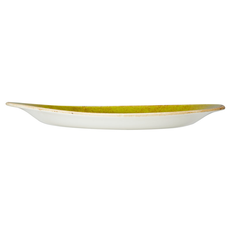 Assiette bleu artisanal, Vert; brun