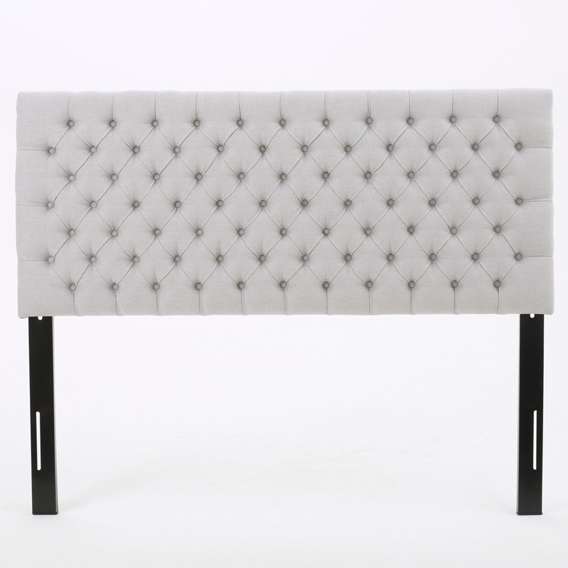 Tufted Upholstered  Headboard With Durable Metal Legs, Light Gray