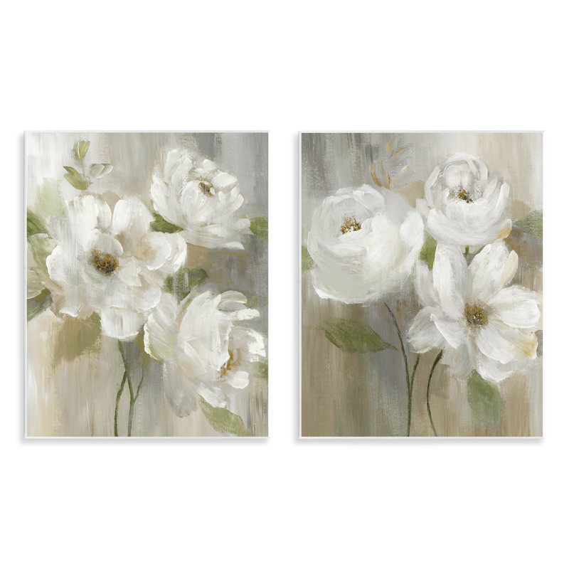 "Vintage Roses & Magnolias", ensemble de 2 plaques murales, design par Nan