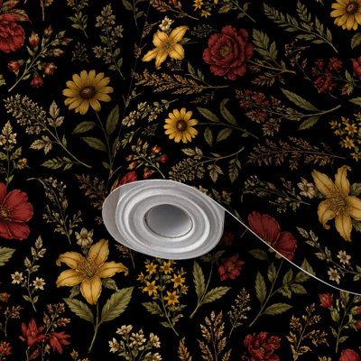 Papier auto-adhésif à motif floral botanique auto-adhésif et amovible 17,7 po x 118 po (45 x 300 cm)