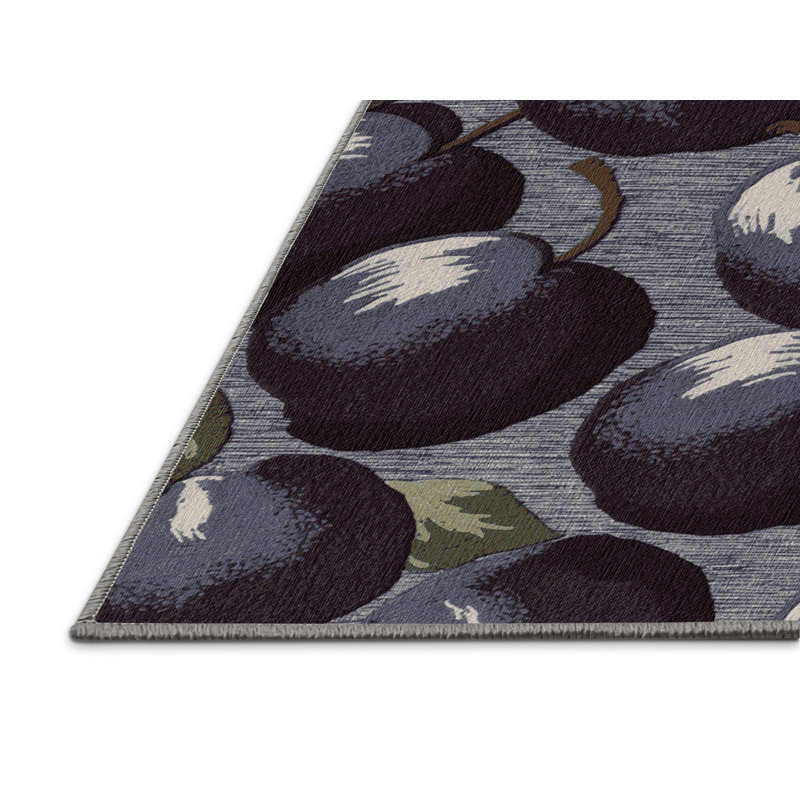  Tapis lavable à motif de fruits prune Damson, Rond 7 pi