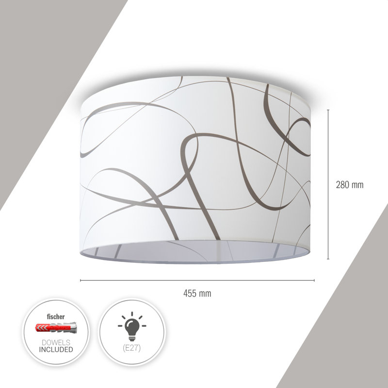 Aalon Fabric Flush Ceiling Light, White