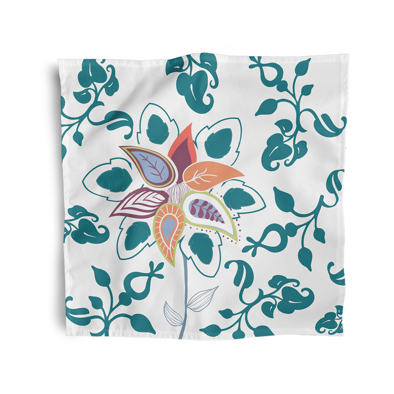 Chande Polyester Floral Square Napkin, Teal