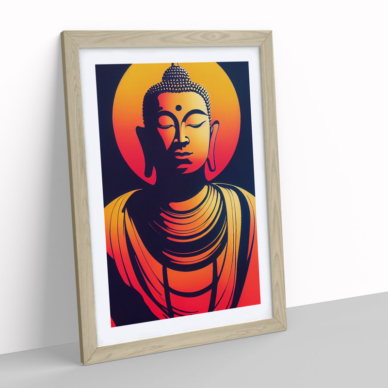 Modern Buddha No.1 Abstract - Framed Print, 34cm H x 25cm W x 2cm D, Oak