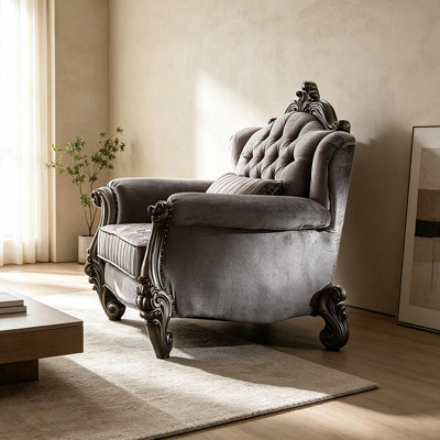Fauteuil simple en tissu gris classique