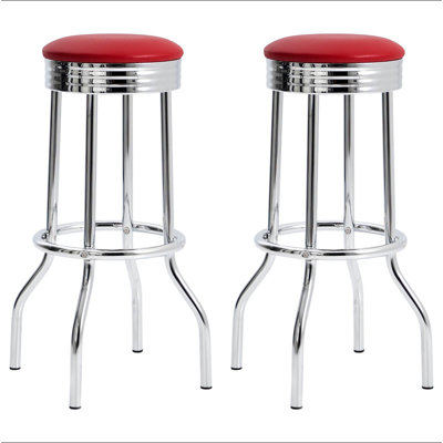 Tabouret de bar rouge et chromé (ensemble de 2)
