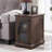 Farmhouse End Table with Charging Station, Storage Cabinet with Glass Door, Adjustable Shelf, USB Ports and Power Outlets, Rustic Side Table for Living Room or Bedroom-1164982223