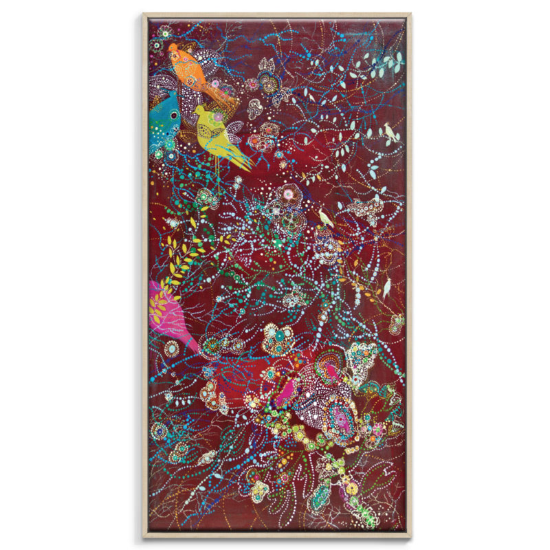 Sonidos Del Atardecer by Lia Porto - Floater Frame Rectangle Painting on Canvas, 61cm H x 31cm W, Timber