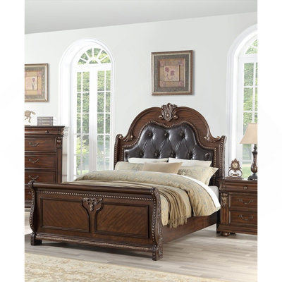 Mobilier de chambre à coucher de style traditionnel de style oriental très grand lit capitonné capitonné capitonné