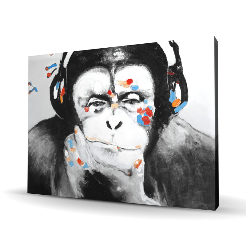 Art sur toile, singe avec casque