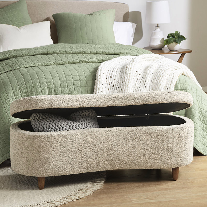 Élégant banc à plateau rabattable en tissu coloré et en bois massif taupe avec rangement pratique