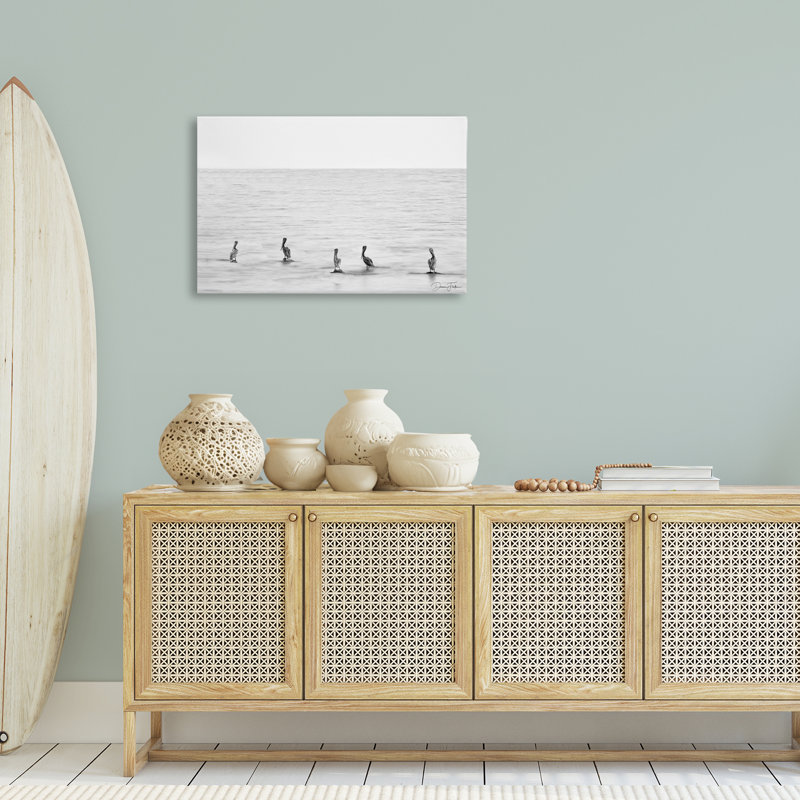 «Pelicans on Shore», art mural par Dennis Frates, 20" H x 30" W