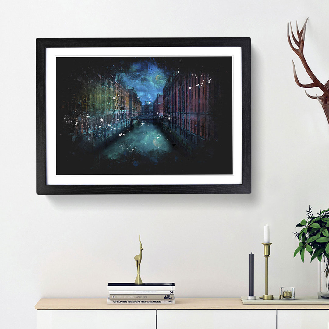 Canal Through Hamburg - Framed Print