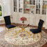 Glass Round Dining Table Set with Luxury Velvet Upholstered Dining Chairs