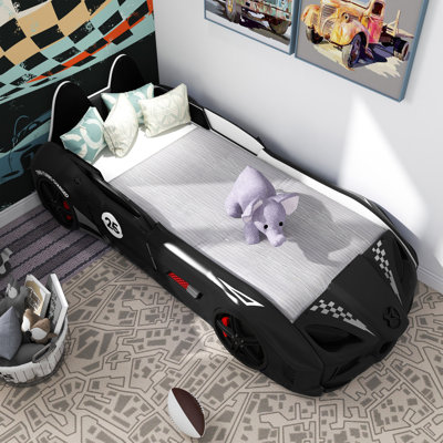 Lunnie Twin Race Car Bed with LED Lights and Remote Sounds