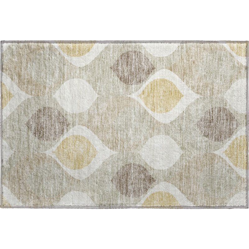 Premium Machine Washable Lisse Beige Rug, Rectangle 1' 8" x 2' 6"
