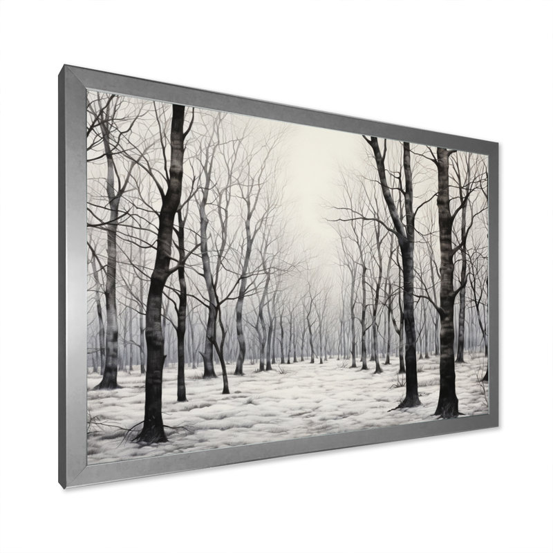 Grey Forest Whispering Woods - Landscape Trees Canvas Wall Art32, H 34 po x l 44 po x P 1,5 po, Argenté
