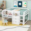 Lit mezzanine double en bois avec bureau intégré et armoires de rangement-448778508