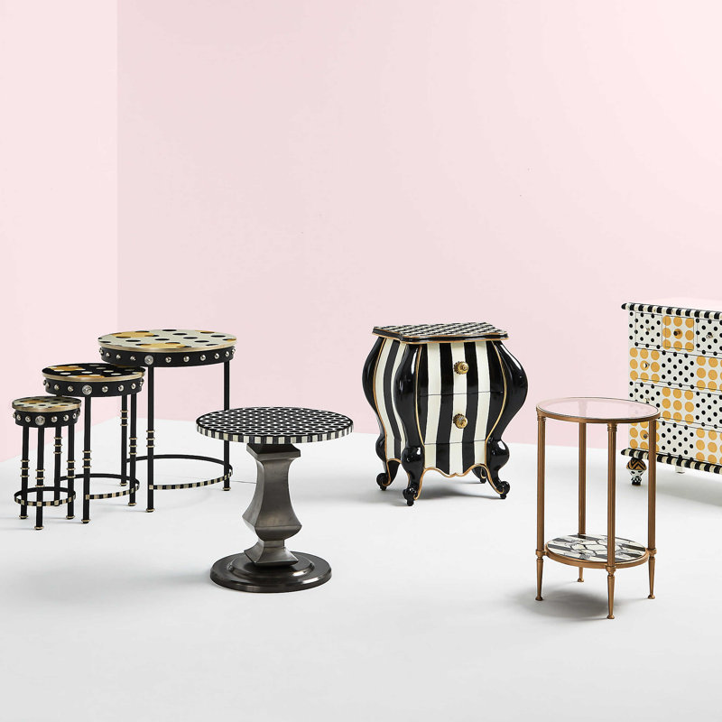 Round Black and Buttercup Metal Nesting Tables Set