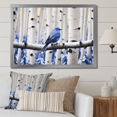Markeis " Monochrome Blue Gray Bird In Forest I "