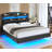 Floating Bed Frame With Hidden Storage Headboard, Floating Led Bed Frame With Charging Station, Upholstered Leather Platform Bed With Storage-1661014587