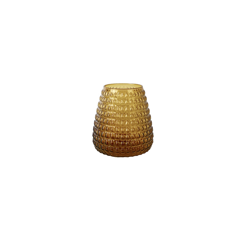 Dim Glass Table Vase 1, 30cm H x 19.5cm W x 19.5cm D, Amber