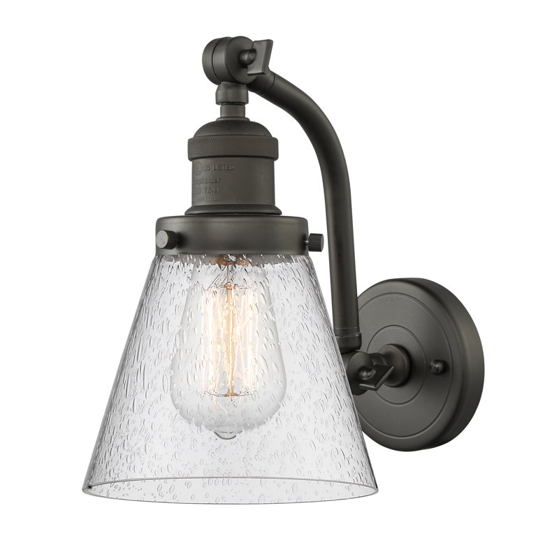 Applique murale 1 lumière Cone, Bronze frotté à l'huile, Ampoule à DEL rétro de 6 watts, Grainé