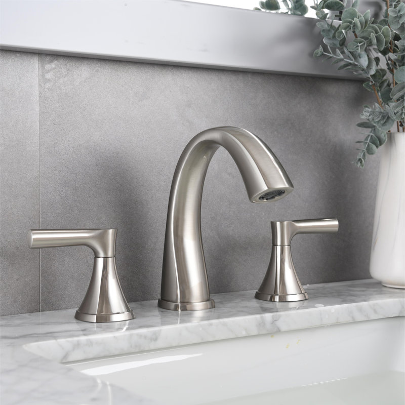 Widespread 2-handle Bathroom Faucet with Drain Assembly, Brushed Nickel