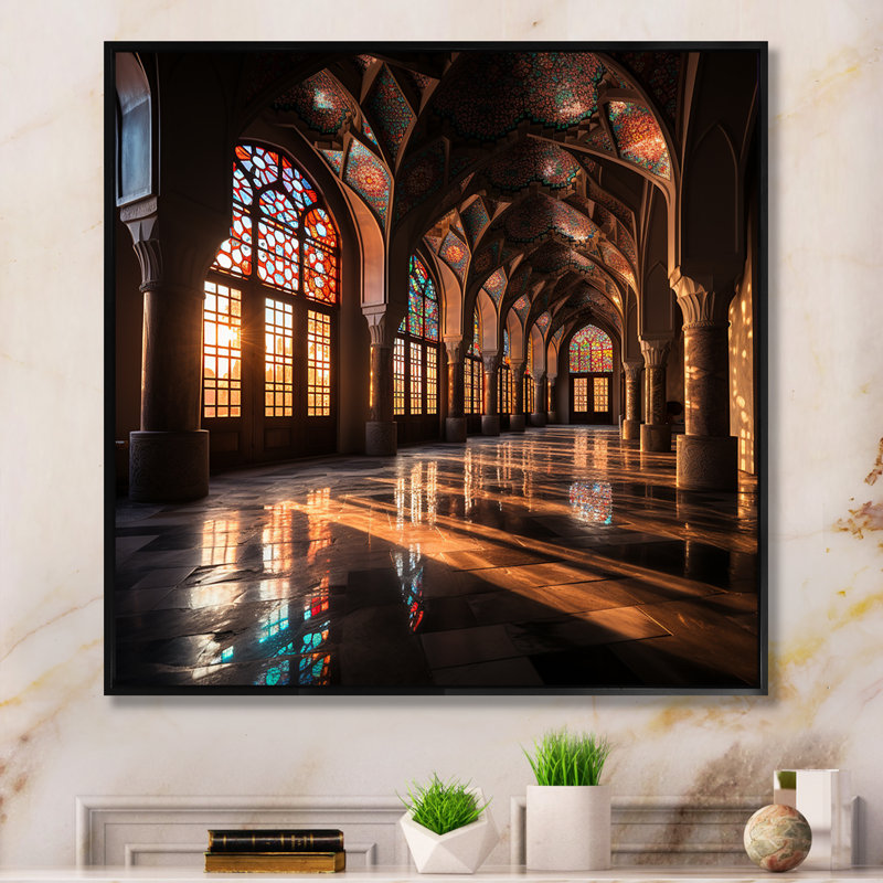 «Nasir Al Mulk Mosque», art mural, H 36 po x l 36 po x P 1,5 po, Cadre flottant noir