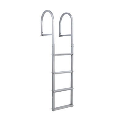 Removable 4-Step Aluminum Tailgate Ladder – 500 lbs Heavy-Duty Marine Steps – Non-Slip Treads – Quick-Release – Saltwater Resistant – Detachable – Surface Spray Anti-Corrosion Powder, Straight Ladder, Level 4