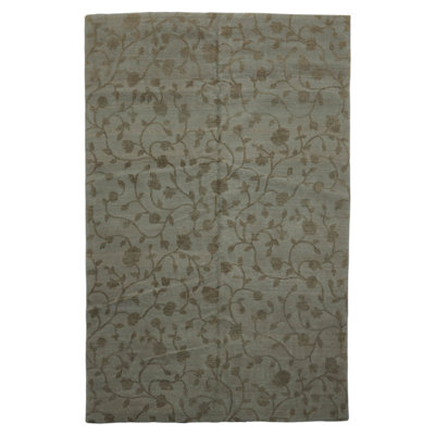 Tapis gris en laine noué à la main de conception unique 6 pi x 9 pi 2 po Erikc