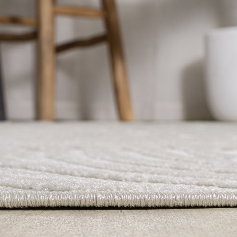 Maribo High-Low Abstract Groovy Striped Cream/Ivory Indoor/Outdoor Rug, Rectangle 6' x 9'