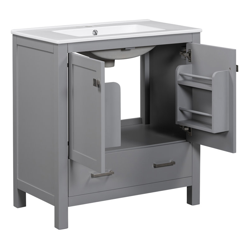 30" Gray Bathroom Vanity With Single Sink
