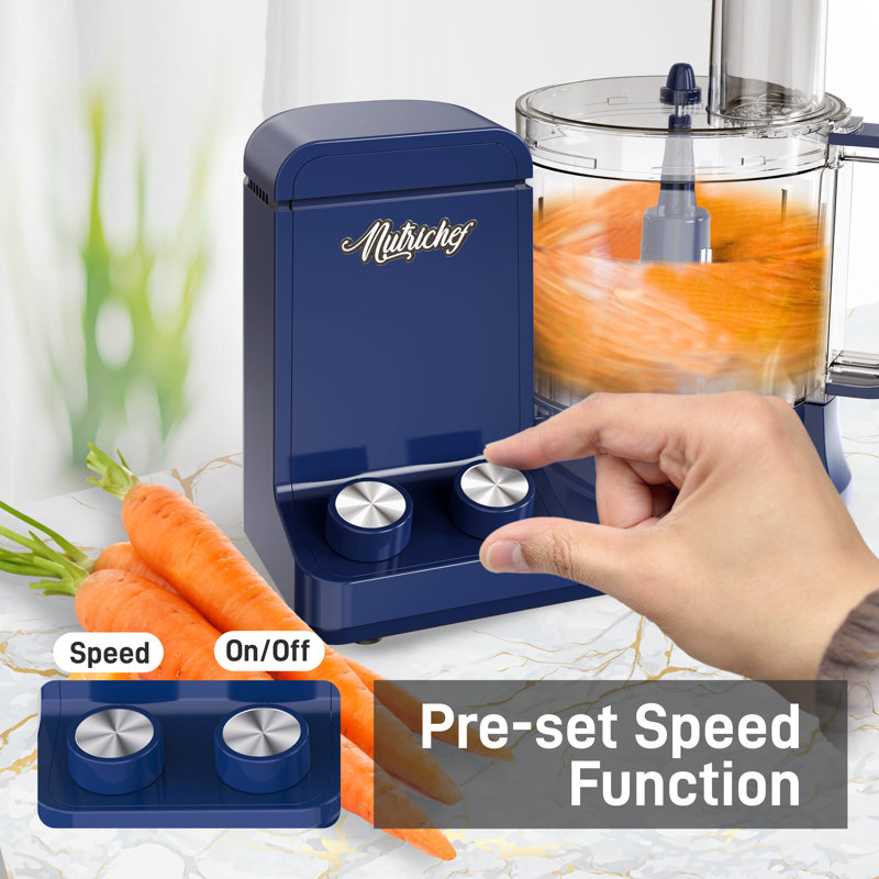 NutriChef 12-Cup Multifunction Food Processor, Blue