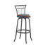 Ensemble de 3 tables de bar et chaises à hauteur de comptoir avec dossier en métal et siège en tissu