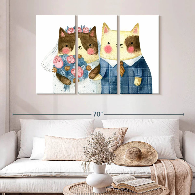 Mariage de chat Brampt, H 32 po x l 50 po