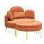 Velours côtelé orange avec cadre en bois massif et 3 coussins décoratifs réglables pour une petite chambre à coucher-1176587015