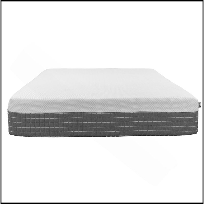 Matelas en mousse viscoélastique hybride et à ressorts Rechargez 5 couches, 12 pouces, blanc et gris, Lit double