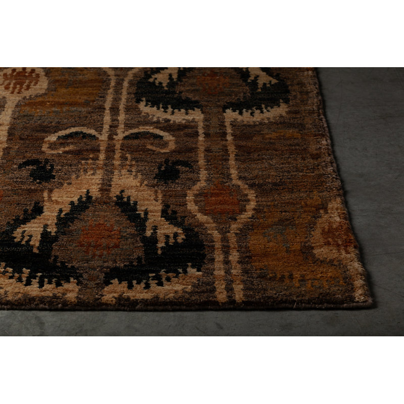 Tapis brun noué à la main Donivan, Rectangle 7 pi 9 po x 10 pi 6 po