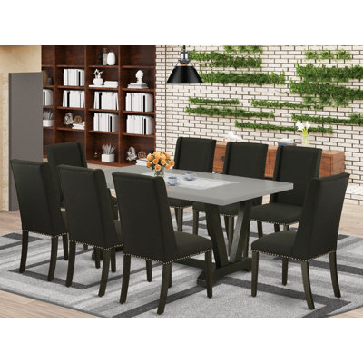 Tobias 9 - Piece Rubberwood Solid Wood Dining Set by Lark Manor