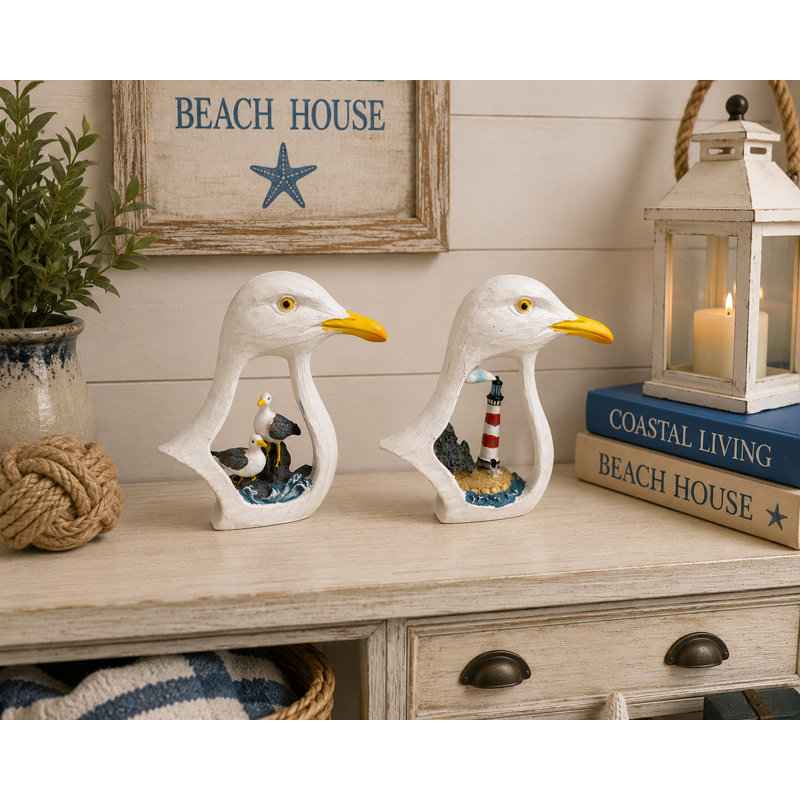 Ensemble de 2 têtes de mouette assorties avec figurines décoratives nautiques