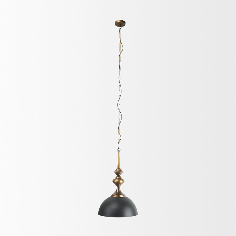 1 - Light Pendant, Black/Antique Brass