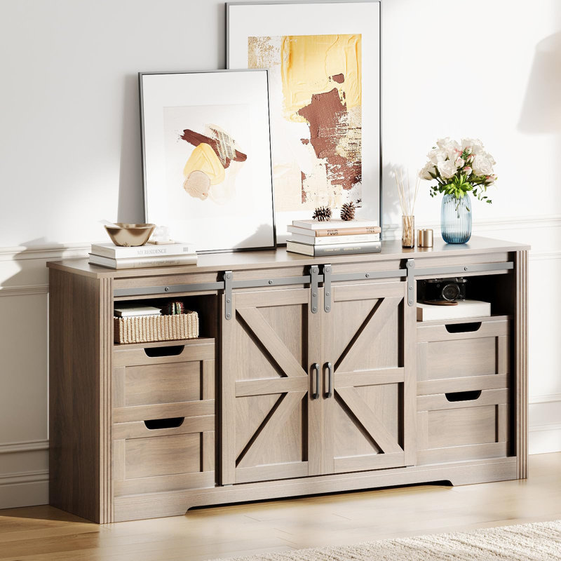 2 - Door Rectangle Accent Cabinet, Brown