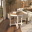 Table d'appoint blanche avec plateau en bois brun Merdi