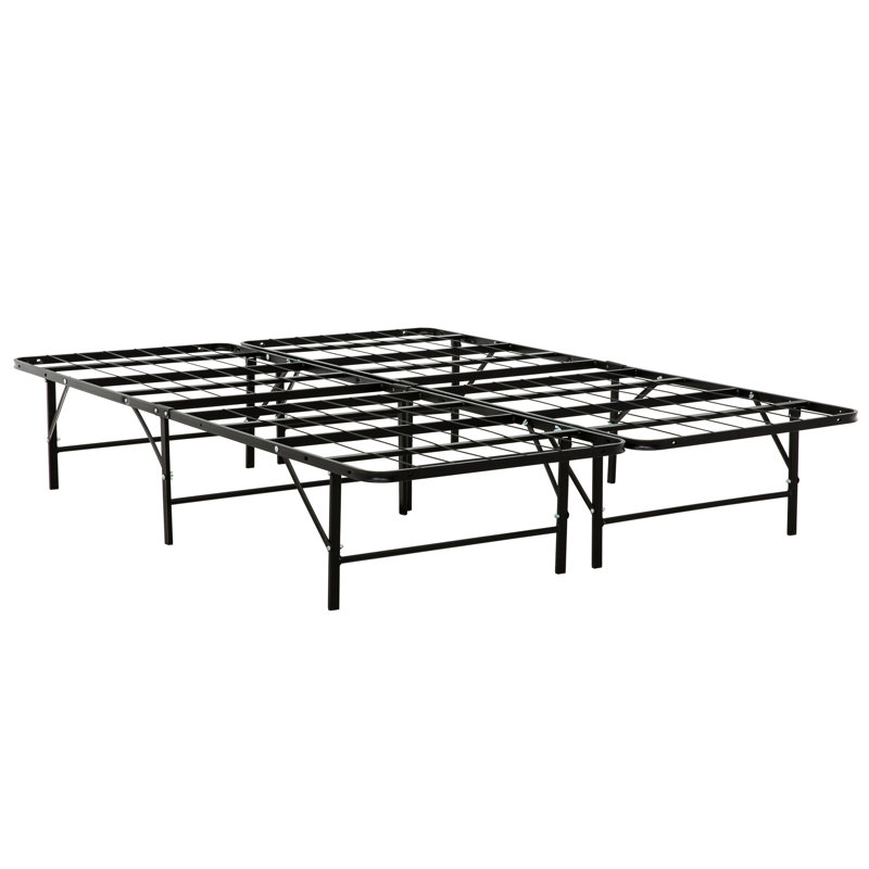 Full Size Metal Mattress Foundation Frame - Black, Construction For Durability, Support, Extra Under Storage, Easy Assembly Black Platform Bed Size, Long-Term Use, Storage Available, Process